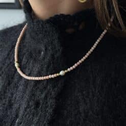 Rosalie Kugelkette Süsswasserperlen mit 925 Sterling Silber goldplattiert