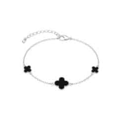 Armband New York Onyx 3er Blüte 925 Sterling Silber