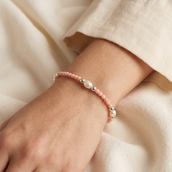 Kugelarmband „Rosalie“ mit Edelstein aus 925er Sterling Silber