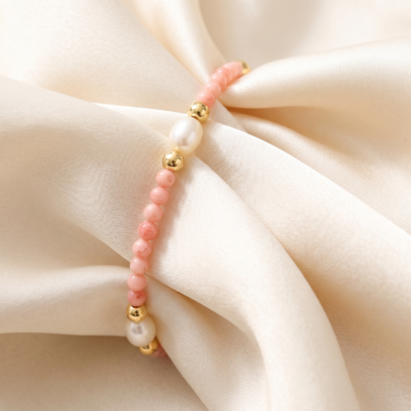 Kugelarmband „Rosalie“ mit Edelstein aus 925er Sterling Silber, goldplattiert