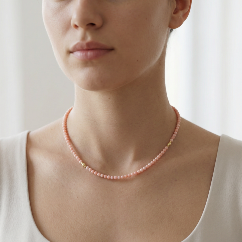 Alternative view of Kugelkette „Rosalia“ mit Edelstein aus 925er Sterling Silber, goldplattiert