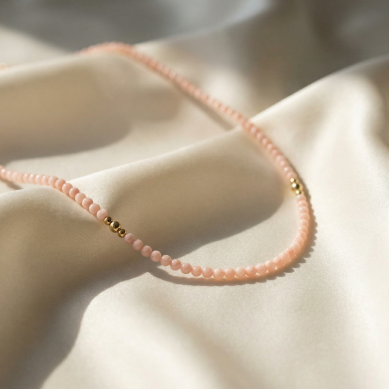 Kugelkette „Rosalia“ mit Edelstein aus 925er Sterling Silber, goldplattiert