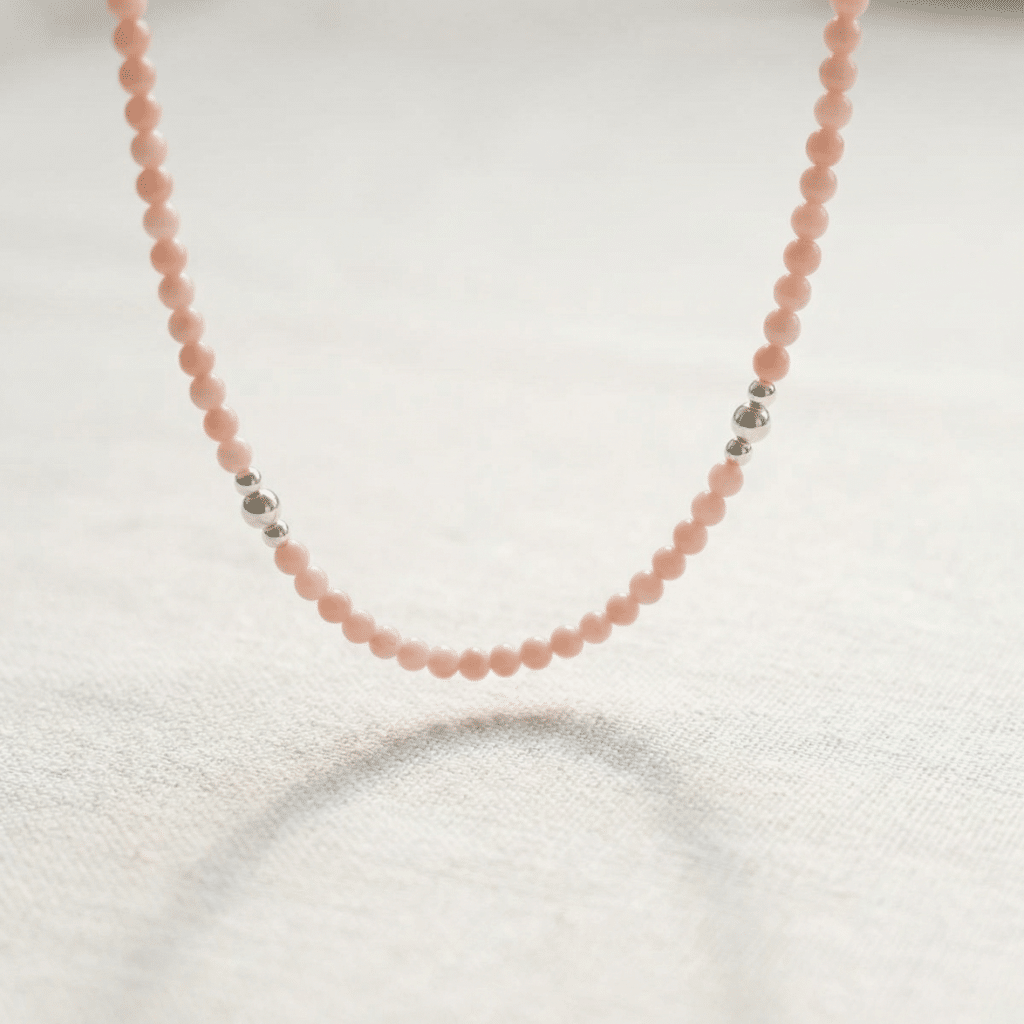 Kugelkette „Rosalia“ mit Edelstein aus 925er Sterling Silber