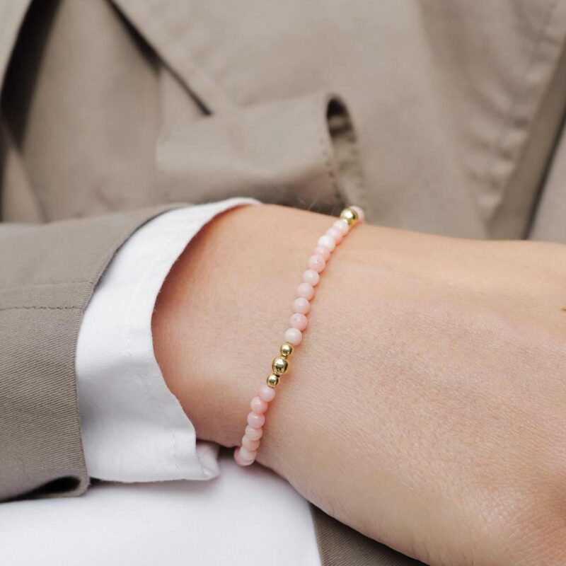 Kugelarmband „Rosalia“ mit Edelstein aus 925er Sterling Silber, goldplattiert