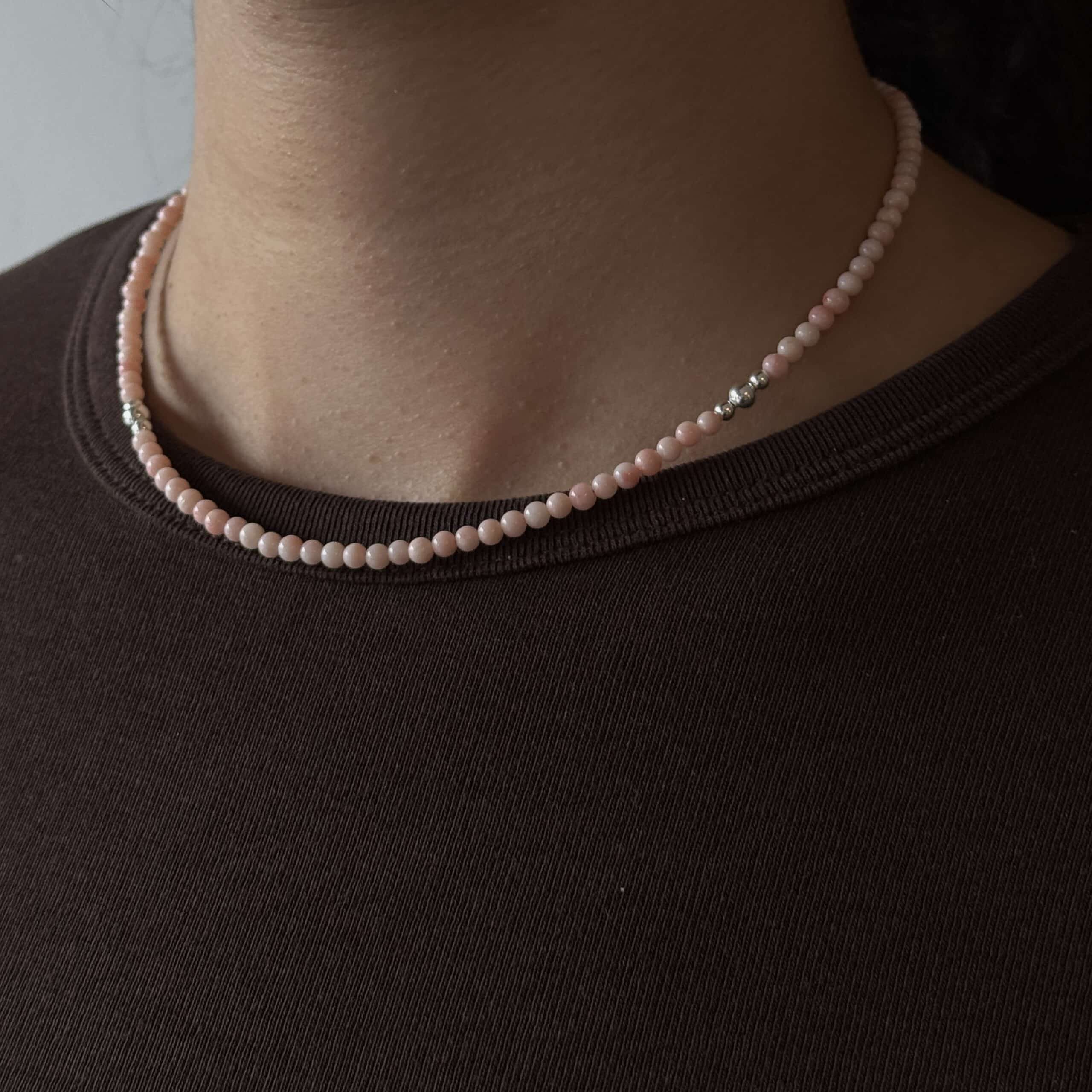Rosalia Kugelkette Edelstein mit 925 Sterling Silber