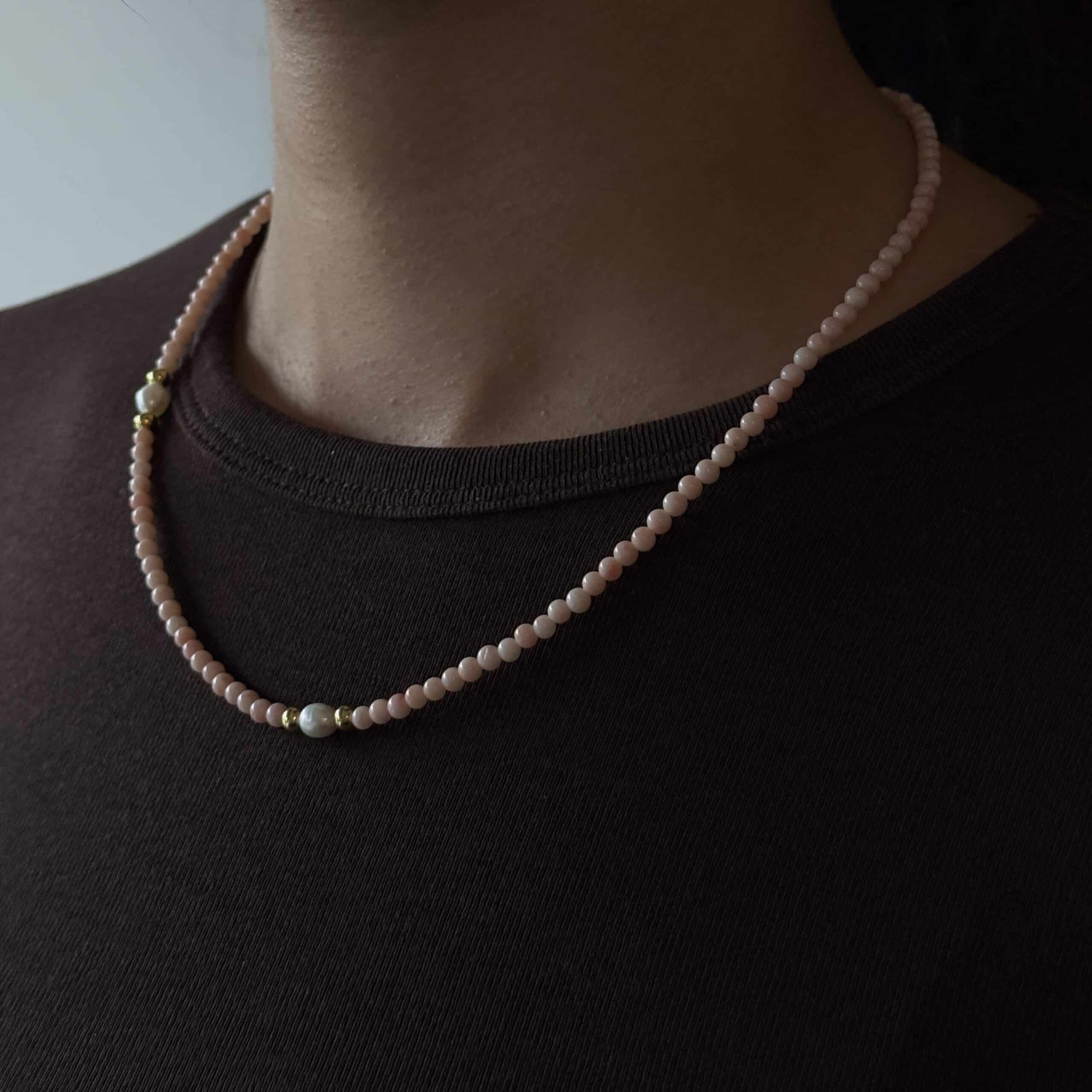 Rosalie Kugelkette Süsswasserperlen mit 925 Sterling Silber goldplattiert