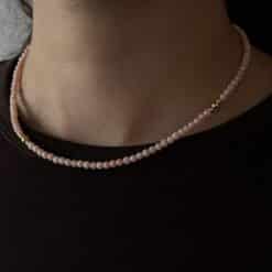 Rosalia Kugelkette Edelstein mit 925 Sterling Silber goldplattiert