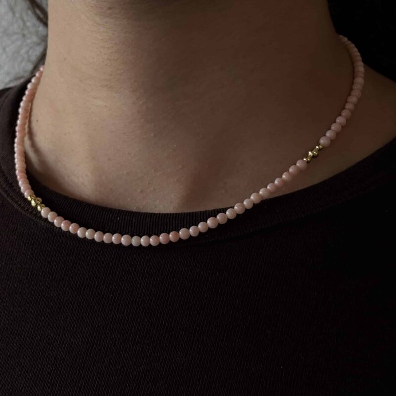 Kugelkette „Rosalia“ mit Edelstein aus 925er Sterling Silber, goldplattiert