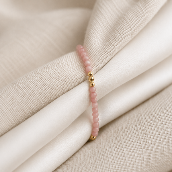 Kugelarmband „Rosalia“ mit Edelstein aus 925er Sterling Silber, goldplattiert