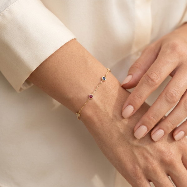Armband „Septima Rainbow“ aus 925er Sterling Silber, goldplattiert & bunter Zirkonia