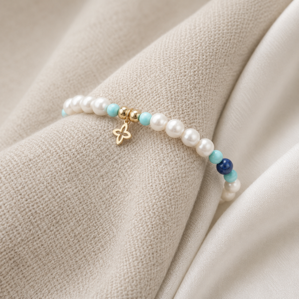 Kugelarmband „Coslada Azul“ aus 925er Sterling Silber, goldplattiert
