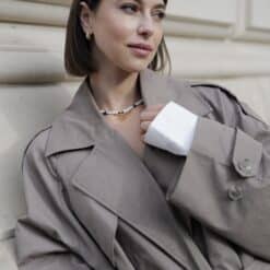 Coslada Azul Kugelkette Muschelkernperlen 925 Sterling Silber goldplattiert