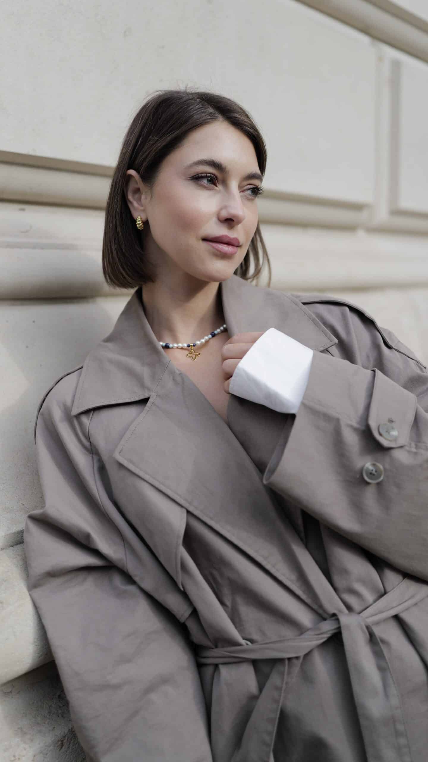 Coslada Azul Kugelkette Muschelkernperlen 925 Sterling Silber goldplattiert