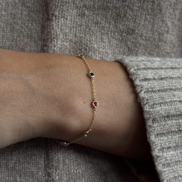Armband „Septima Rainbow“ aus 925er Sterling Silber, goldplattiert & bunter Zirkonia