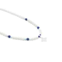 Coslada Azul Kugelkette Muschelkernperlen 925 Sterling Silber