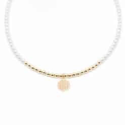 Alexa Kugelkette Muschelkernperlen mit 925 Sterling Silber goldplattiert