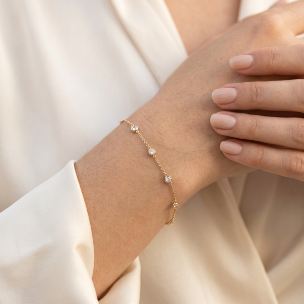 Armband „Septima“ aus 925er Sterling Silber, goldplattiert & weißer Zirkonia