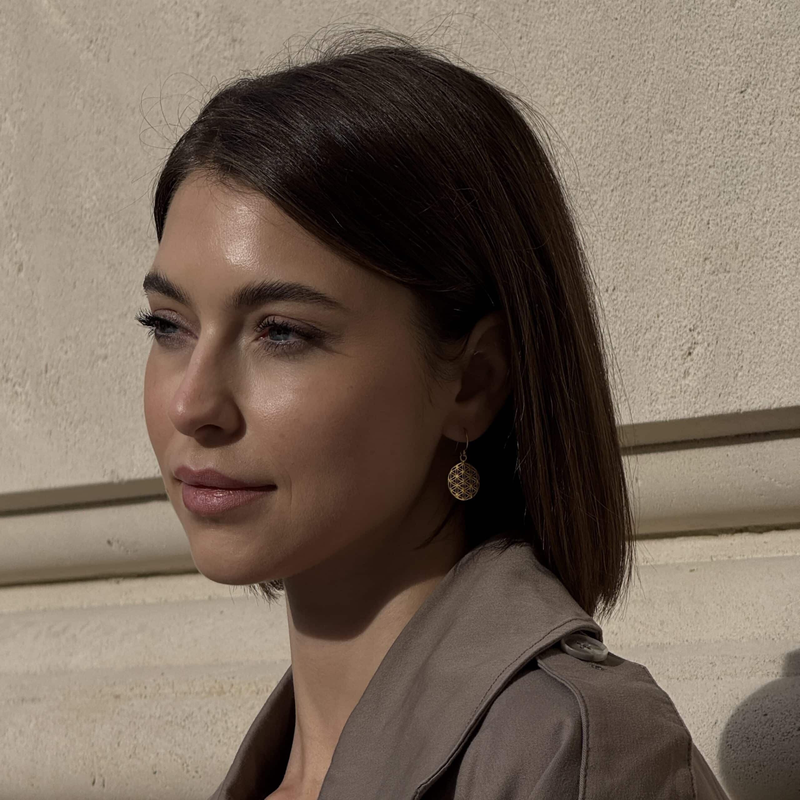 Ohrhänger Blume des Lebens 925 Sterling Silber goldplattiert – Bild 3