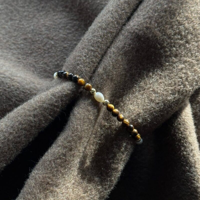 Kugelarmband „Josefa“ mit Edelstein aus 925er Sterling Silber, goldplattiert