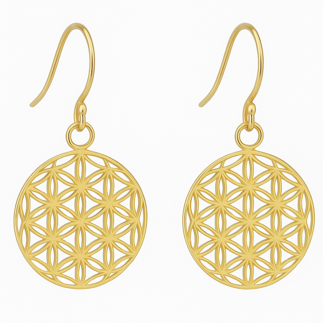 Alternative view of Ohrhänger Blume des Lebens 925 Sterling Silber goldplattiert