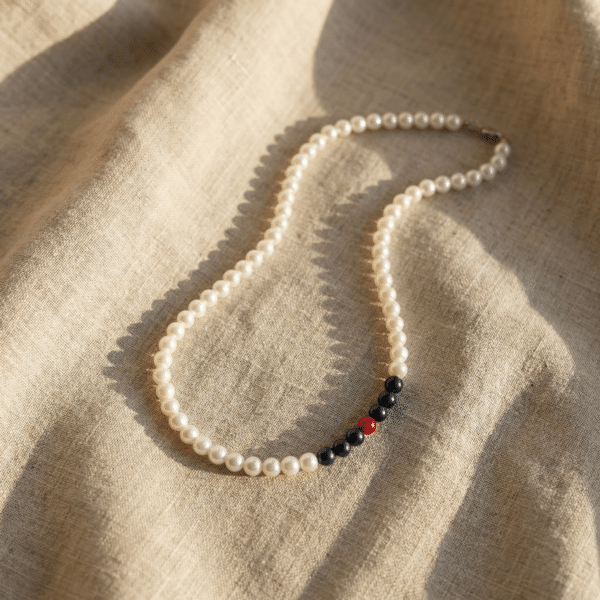Perlen-Kugelkette „Nerina“ mit Edelstein & 925er Sterling Silber