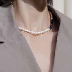 Alternative view of Nerina Perlen Kugelkette Edelstein mit 925 Sterling Silber