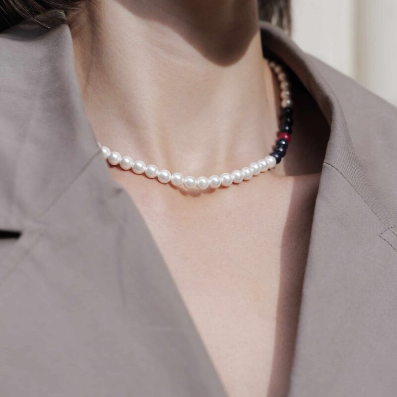 Perlen-Kugelkette „Nerina“ mit Edelstein & 925er Sterling Silber