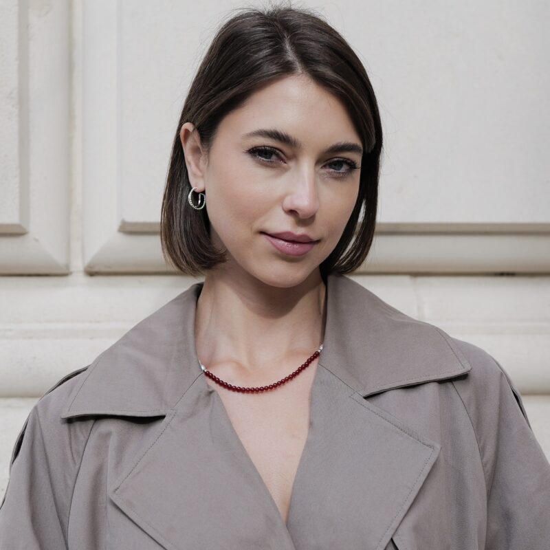 Perlen-Kugelkette „Ignis“ mit Edelstein aus 925er Sterling Silber