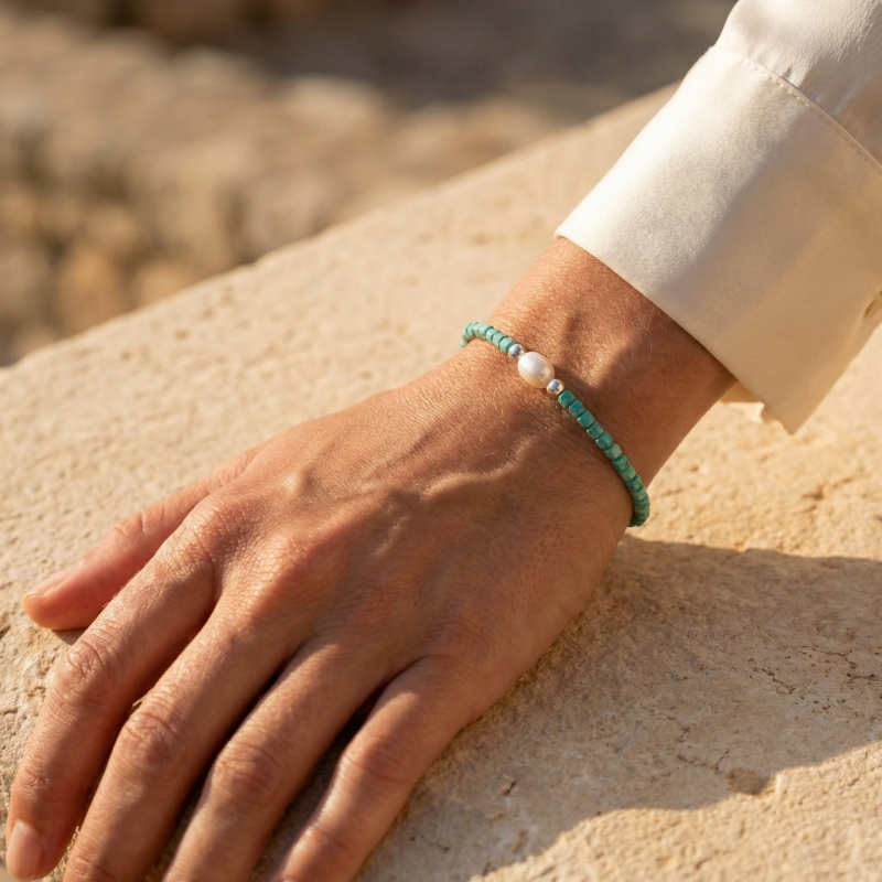 Alternative view of Kugelarmband „Azzuro“ mit Edelstein aus 925er Sterling Silber