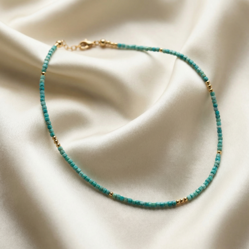 Kugelkette „Azulera“ mit Edelstein aus 925er Sterling Silber, goldplattiert