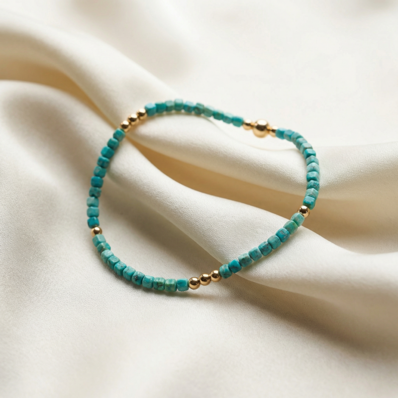 Kugelarmband „Azulera“ mit Edelstein aus 925er Sterling Silber, goldplattiert