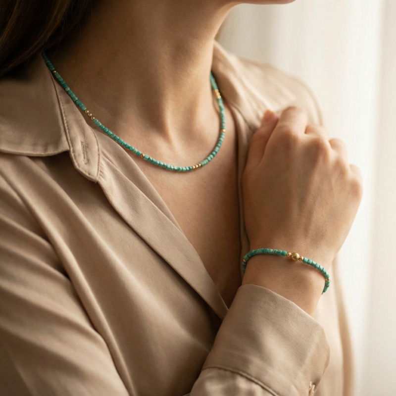 Alternative view of Kugelarmband „Azulera“ mit Edelstein aus 925er Sterling Silber, goldplattiert