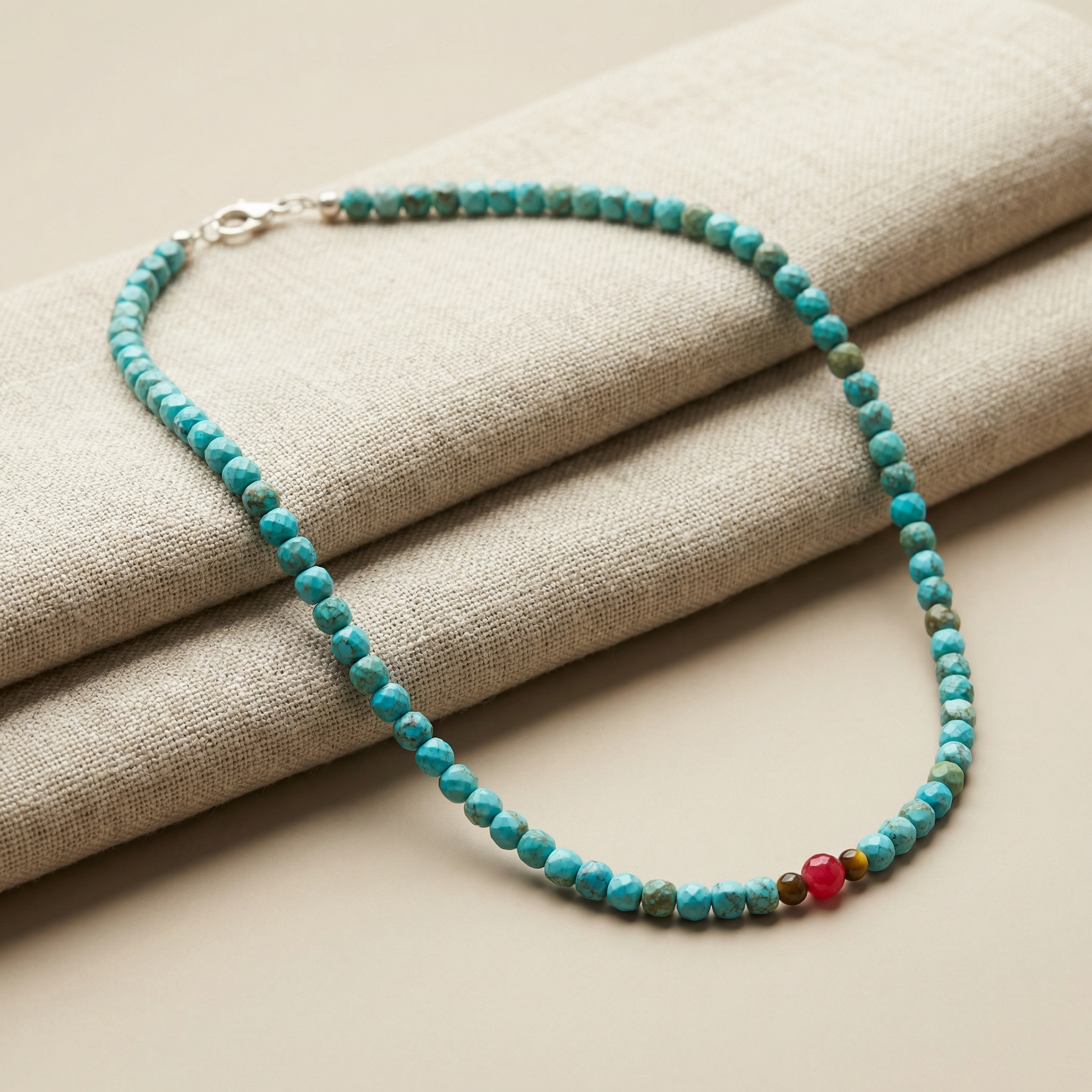 Kugelkette „Kairo“ mit Edelstein aus 925er Sterling Silber