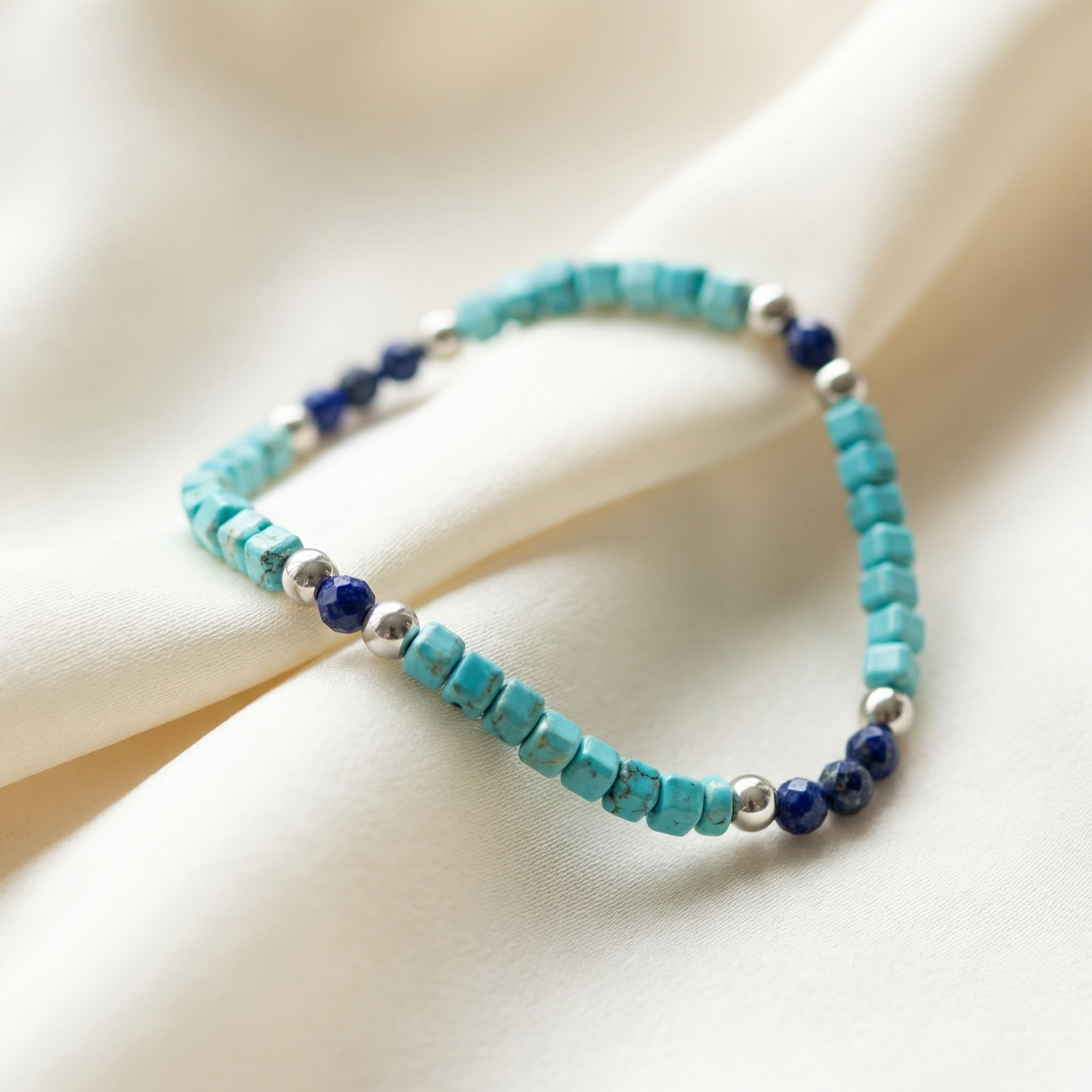 Kugelarmband „Blue Ocean“ mit Edelstein aus 925er Sterling Silber – Bild 4