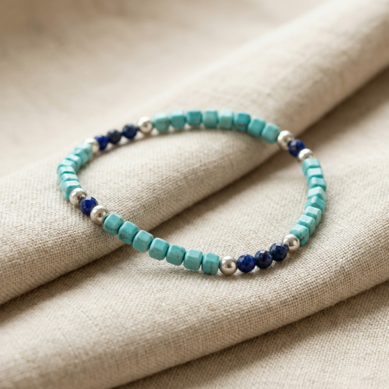 Alternative view of Kugelarmband „Blue Ocean“ mit Edelstein aus 925er Sterling Silber