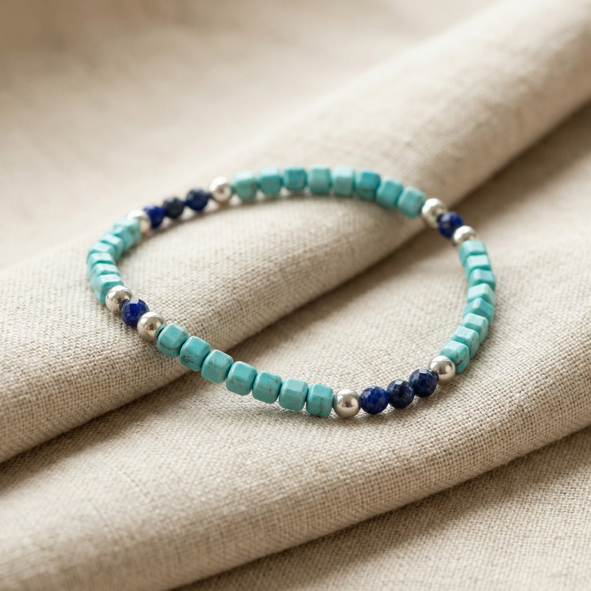 Kugelarmband „Blue Ocean“ mit Edelstein aus 925er Sterling Silber – Bild 2