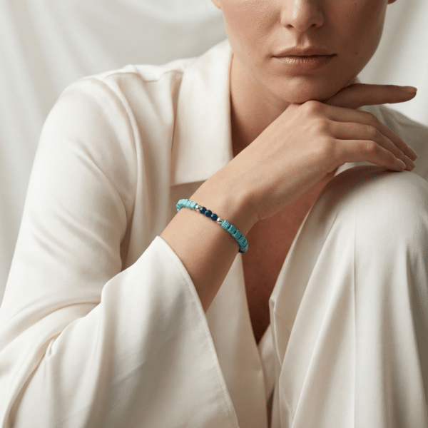 Kugelarmband „Blue Ocean“ mit Edelstein aus 925er Sterling Silber