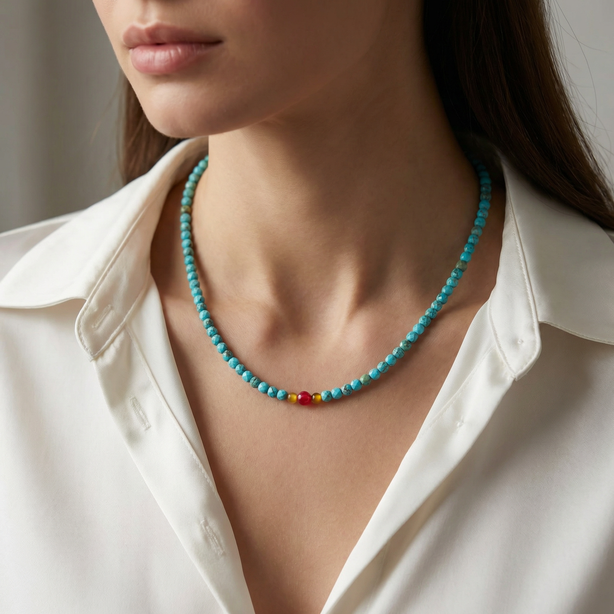 Kugelkette „Kairo“ mit Edelstein aus 925er Sterling Silber – Bild 2