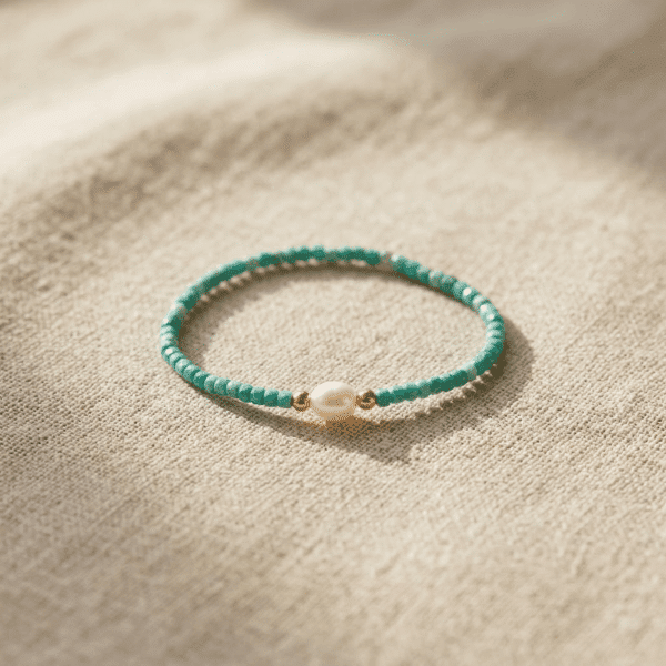 Kugelarmband „Azzuro“ mit Edelstein aus 925er Sterling Silber, goldplattiert