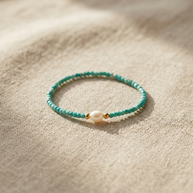 Kugelarmband „Azzuro“ mit Edelstein aus 925er Sterling Silber, goldplattiert