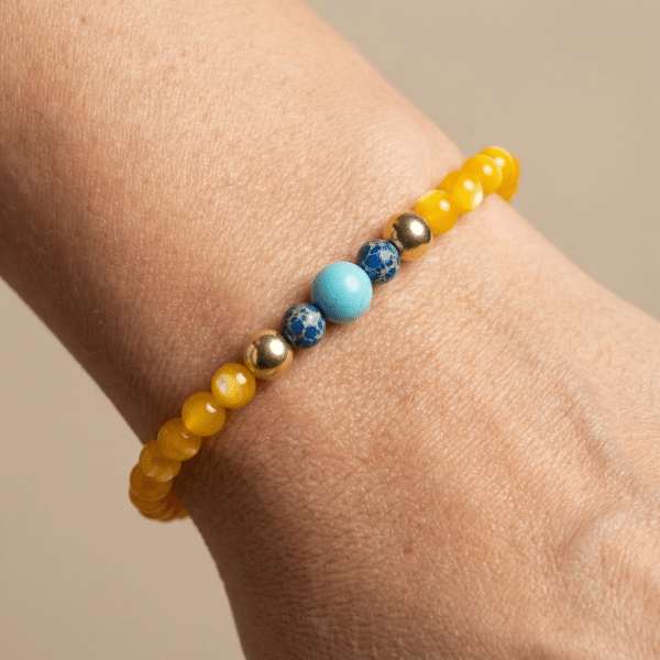 Alternative view of Kugelarmband „Elinoro“ mit Edelstein aus 925er Sterling Silber, goldplattiert