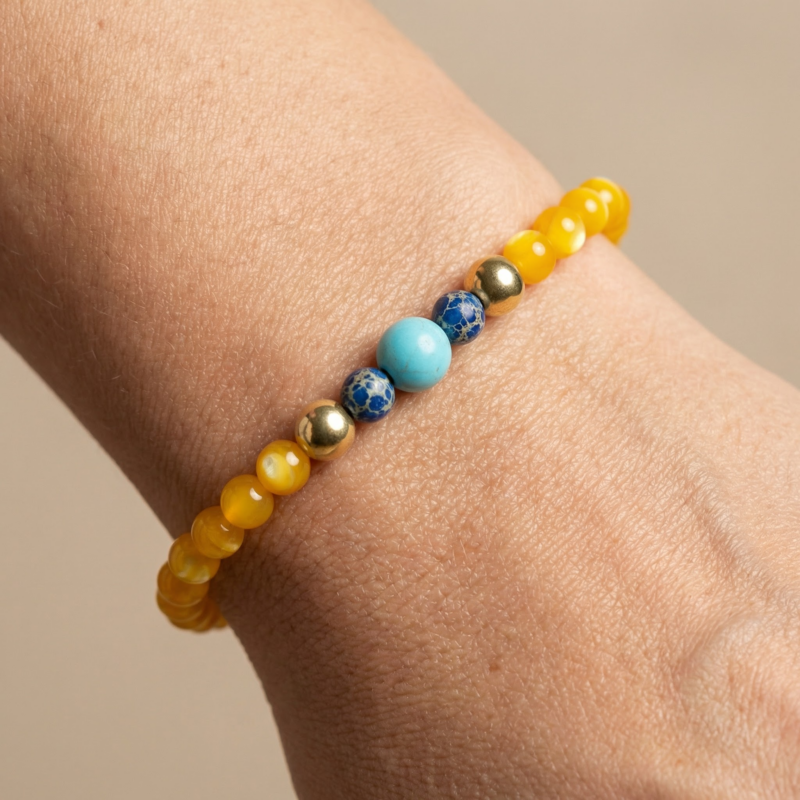 Alternative view of Kugelarmband „Elinoro“ mit Edelstein aus 925er Sterling Silber, goldplattiert