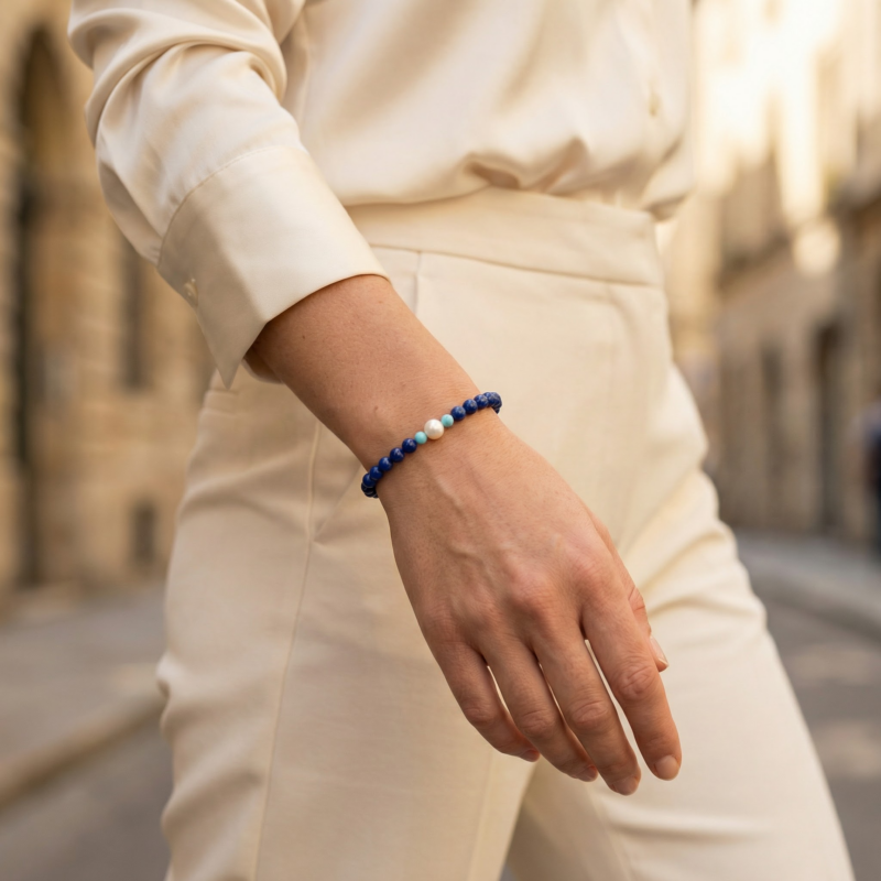 Alternative view of Kugelarmband „Amphititre“ mit Edelstein aus 925er Sterling Silber