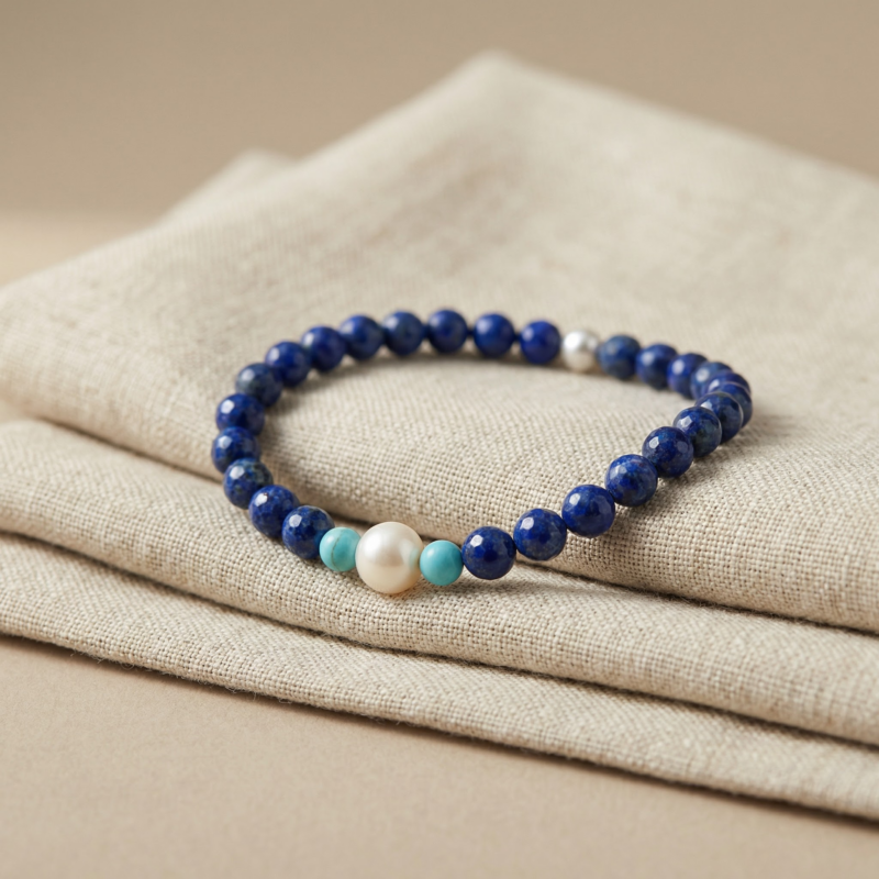 Kugelarmband „Amphititre“ mit Edelstein aus 925er Sterling Silber