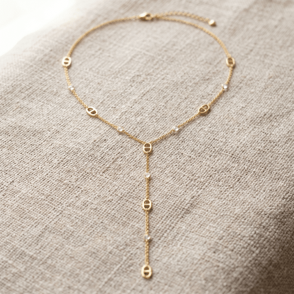 Y-Kette „Aura“ aus 925 Sterling Silber, goldplattiert