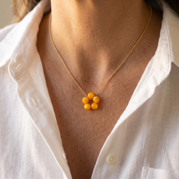 Kette "Fleur Elinoro" mit Edelstein aus 925 Sterling Silber, goldplattiert