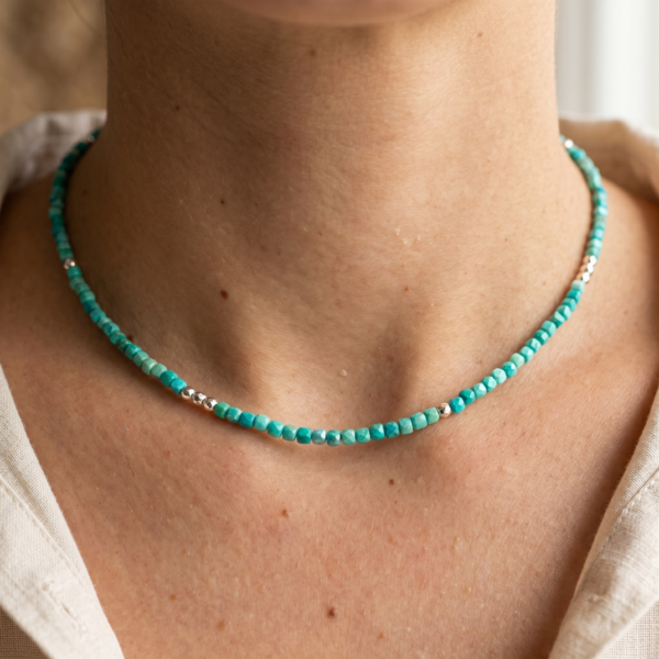 Kugelkette „Azulera“ mit Edelstein aus 925er Sterling Silber