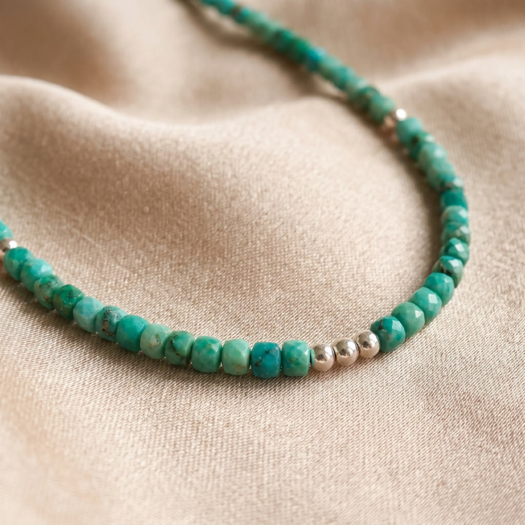 Kugelkette „Azulera“ mit Edelstein aus 925er Sterling Silber