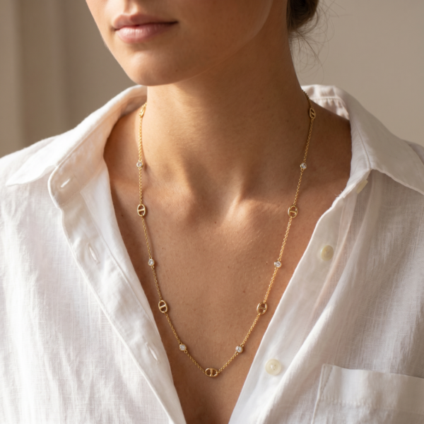 Kette „Aura Lang“ aus 925 Sterling Silber, goldplattiert