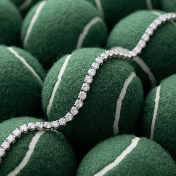 Tenniskette "ROYALE" aus 925er Sterling Silber mit weißem Zirkonia